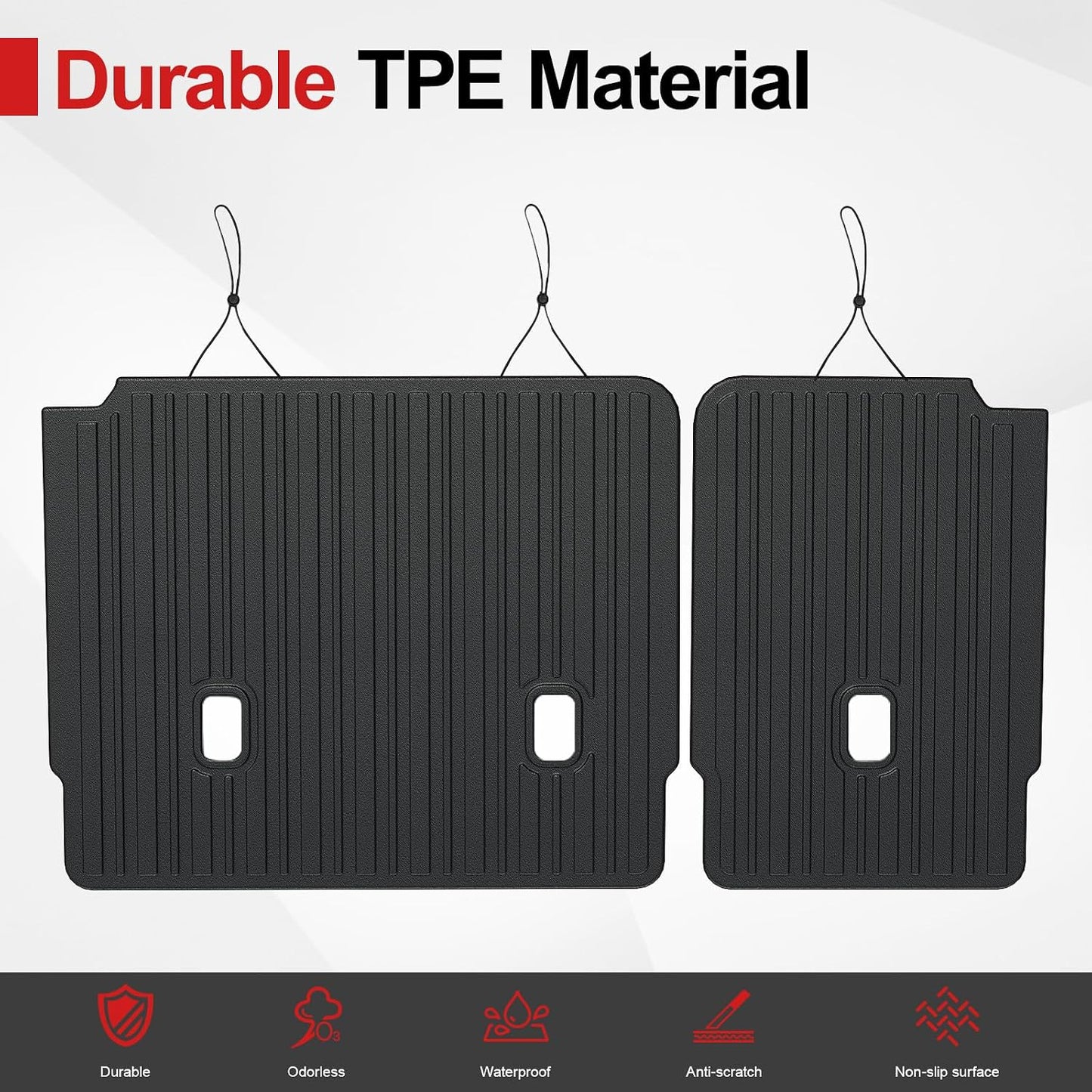 Floor Mats for 2018-2025 2026 Volkswagen Atlas 7 Passenger Bench Seating (Not for Cross Sport), All Weather TPE Durable Cargo Mat with Backrest Mats for VW Atlas Accessories