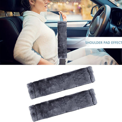 MOONET 2 Packs Car Seatbelt Covers Shoulder Pad for More Comfortable Driving, Universal Seat Belt Cover for Handbag Camera Backpack Straps, Soft Faux Sheepskin Wool Seat Belt Cushion (Beige)