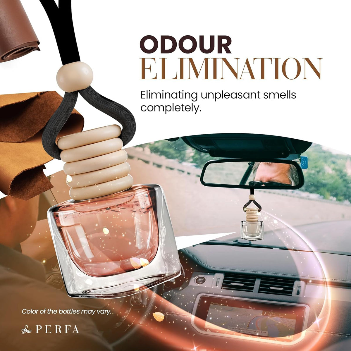Fresh Linen Car Air Freshener | Hanging Car Freshener with Vent Clip | Long Lasting Fragrance, Slow-Release Aroma Technology, Adjustable Scent Intensity | Scented Interior Accessories by Perfa