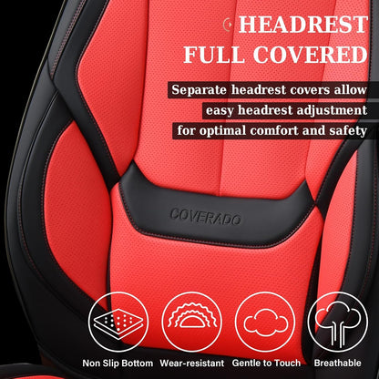Coverado Seat Covers Full Set, Black Seat Covers for Cars 5 Seats, Car Seat Protector, Waterproof Nappa Leather Car Seat Cushion, Front and Rear Car Seat Cover Fit for Most Sedans SUV Pick-up Truck - Colors B