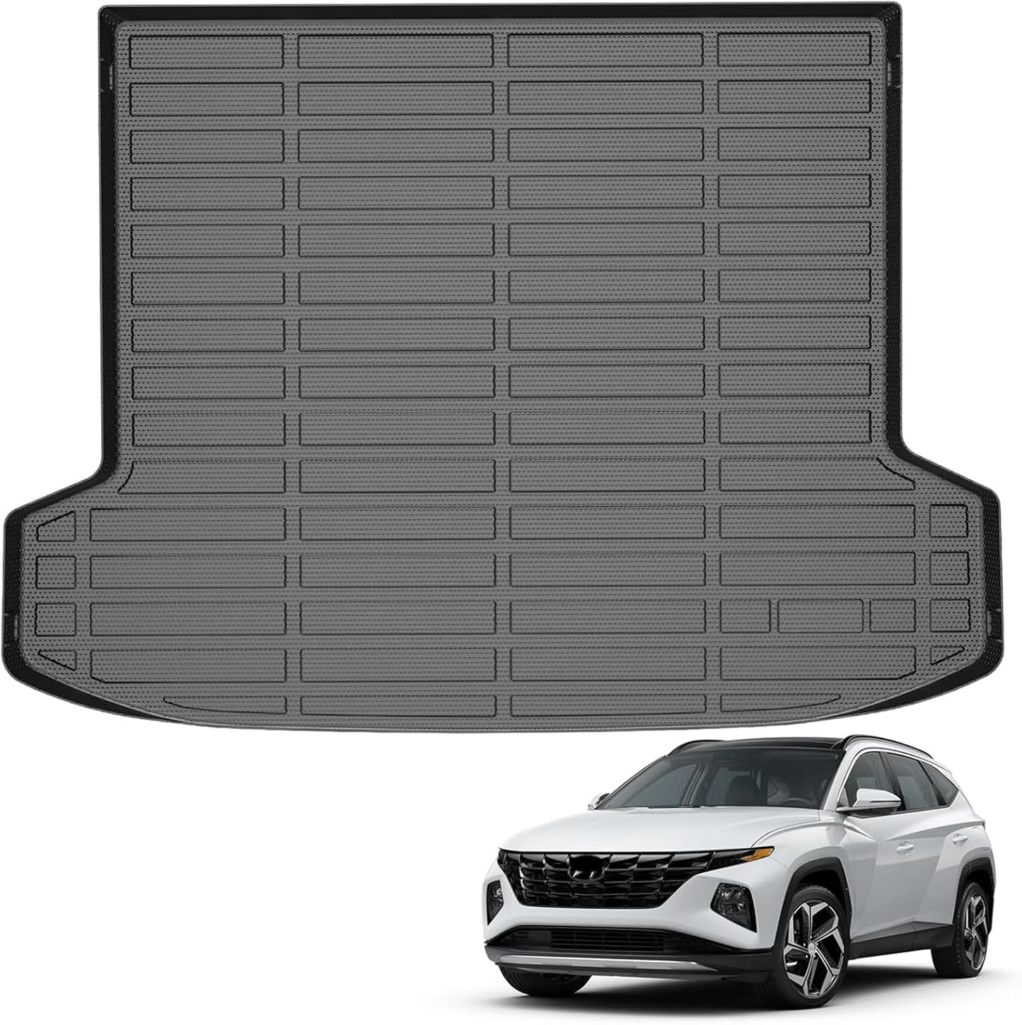 Auxko All Weather Floor Mat & Cargo Mat Fit for 2026 2025 2024 2023 2022 Hyundai Tucson Hybrid(Not PHEV) TPE Liner Tucson Accessory Set All Season Odorless Anti-Slip Floor Liner