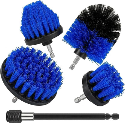 Drill Brush Attachment Set, 5 Pack Power Scrubber Cleaning Brush Kit with Extension Rod for Bathroom, Tub, Tile, Grout, Kitchen, Floor and Wheel Rims (Blue)