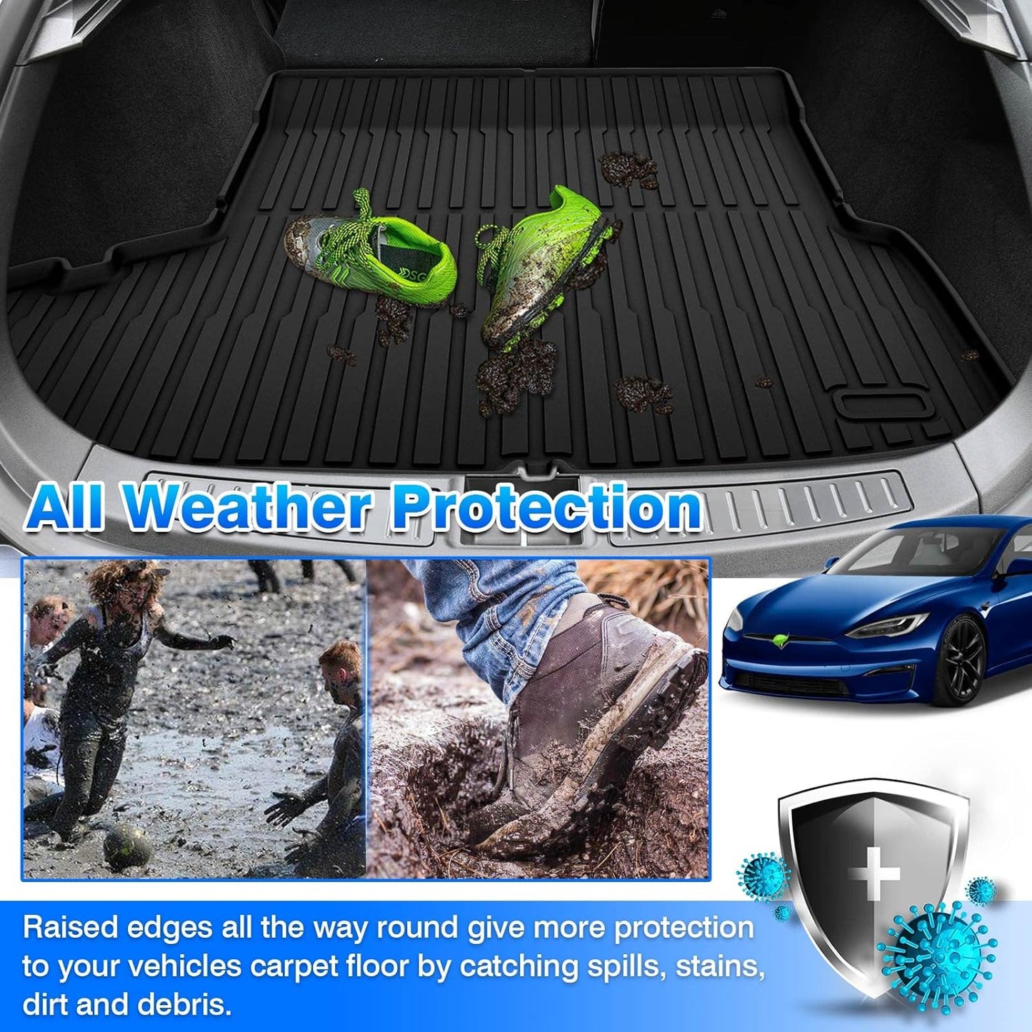 Rav4 Cargo Liner - Trunk Mat for Toyota RAV4 2019-2024 2025, All Weather Cargo Mat for rav4 Accessories, Heavy Duty (Fit for All Models)