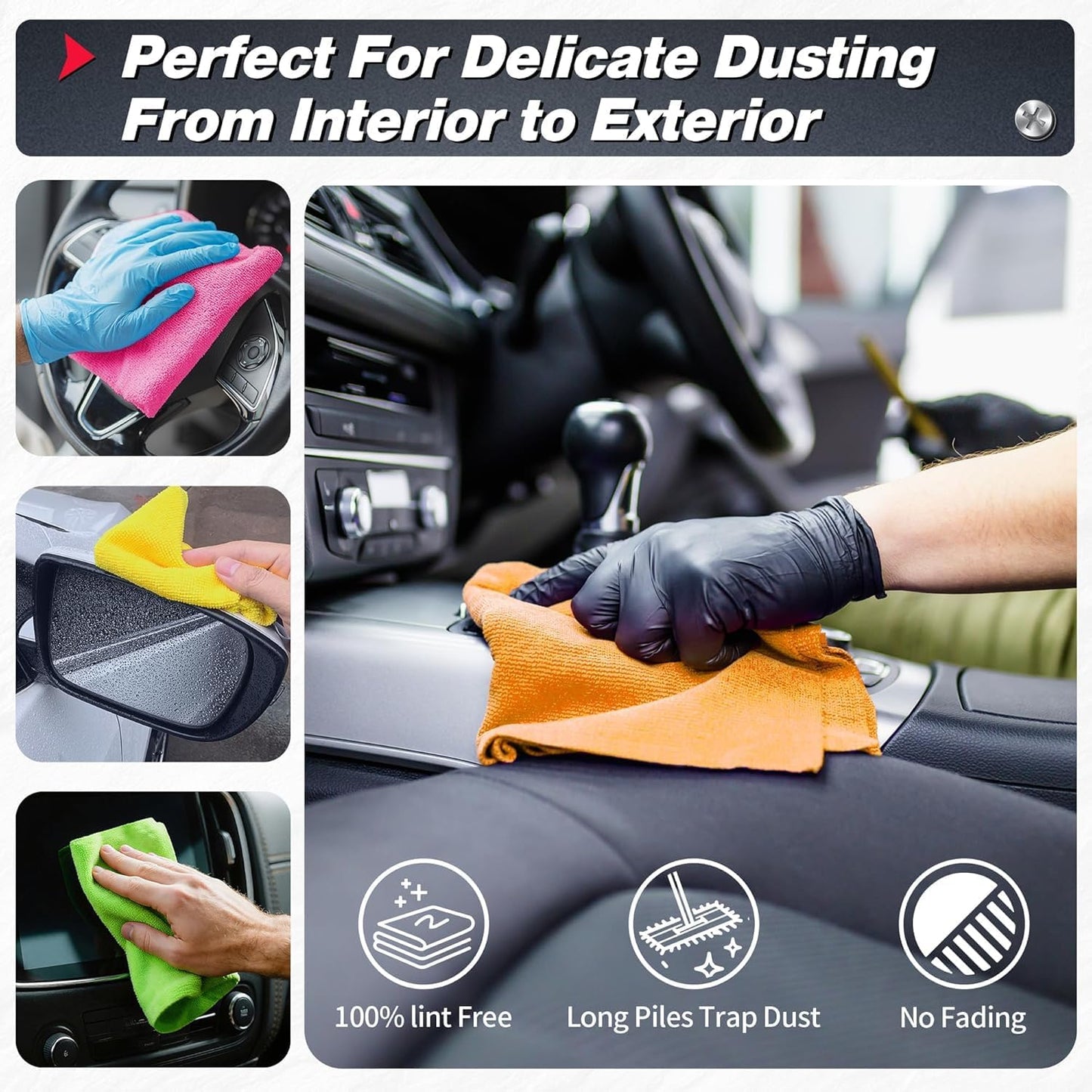 FIXSMITH Shop Towels, Pack of 200, Grey Microfiber Cleaning Cloth Bulk, Microfiber Towels for Cars, All-Purpose Absorbent Cleaning Rags, Dust Cloth for Automotive, Mechanic, Garage, 11.5 x 11.5 inch