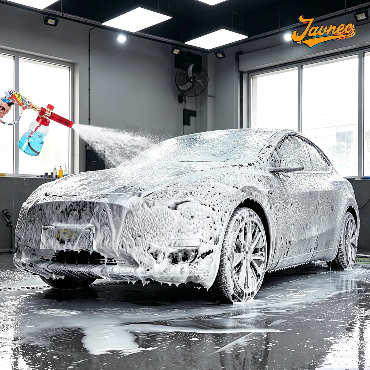 Foam Cannon Kit with Graffiti Short Pressure Washer Gun 3/8" Quick Connect M22-15mm Adapter Adjustable Snow Foam Bottle with 1/4" Quick Connect and 5 Nozzle Tips for Car Wash