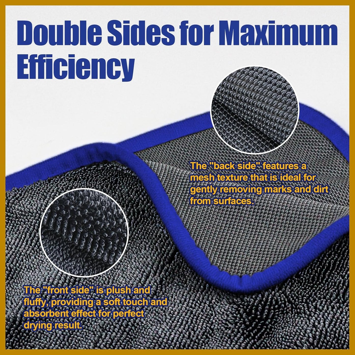 Airlab Microfiber Towels for Cars Wash Drying Thick Plush Cleaning Cloth Auto Detailing Super Absorbent for Interior & Exterior Lint Free, Streak Free, 16" X 16", 800 GSM, Pack of 4