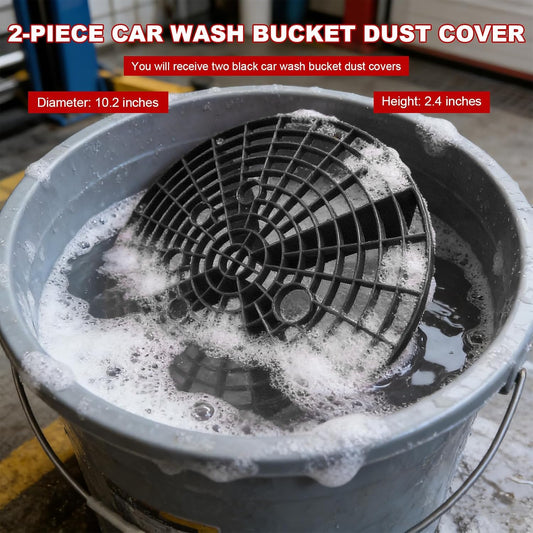 2 PCS Car Wash Bucket Insert, Auto Washing Grit Filter Dirt Trap for Removing Debris, Plastic Grit Trap Detailing Tool Fits 12-Inch Diameter or 3-5 Gallon Buckets (Black＋Red)