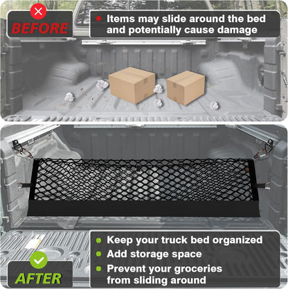 Muslogy Truck Bed Cargo Net Trunk Netting Compatible with 2023-2025 2026 Honda CR-V Accessories, Pickup Cargo Organizer SUV Sedan Storage Net w/Heavy Duty Carabiners - Colors A