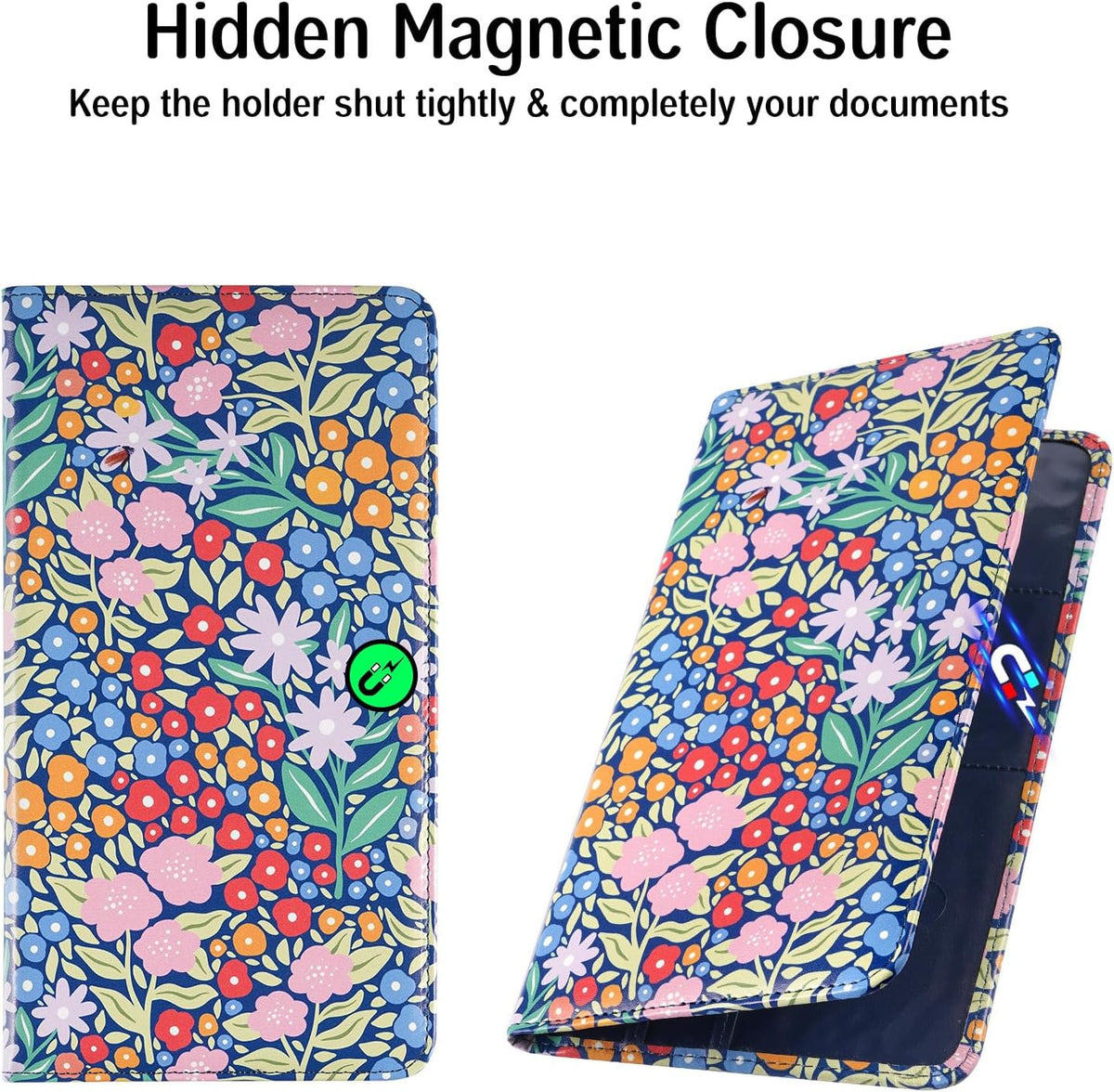 Car Registration and Insurance Holder, Insurance Card Holder, Car Registration Holder, Floral Themed Cover with Magnetic Shut