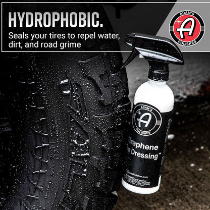 Adam's Polishes Graphene Tire Dressing - Deep Black Finish W/Graphene Non Greasy Car Detailing | Use W/Tire Applicator After Tire Cleaner & Wheel Cleaner | Ceramic Coating Like Tire Protection (16oz)