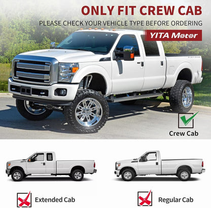 YITAMOTOR Floor Mats Fit for Ford F250/F350/F450/F550 2017-2026 Super Duty Crew Cab | Front Bucket Seat | Rear W/Fold-Flat Storage | Carpet Floor, 1st & 2nd Row TPE All Weather Protection