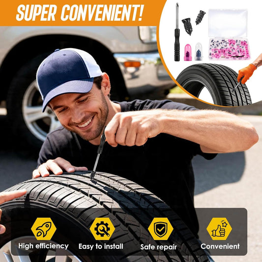 61 PCS Tire Repair Rubber Nail, Vacuum Tire Repair Kits Spiral Rubber Nails, Tire Screw Plug Fast Tool Self Service Tire Repair Nail for car, Motorcycle, Truck, Tractor Tire Puncture Repair