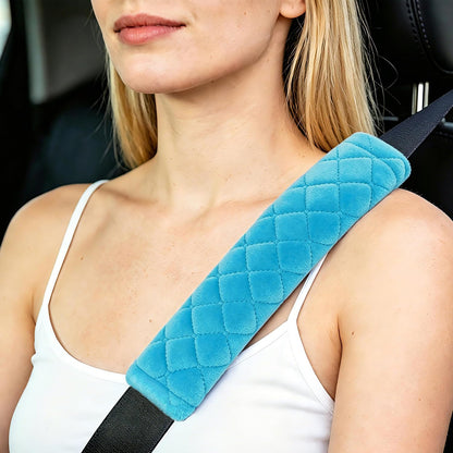 Amooca Soft Auto Seat Belt Cover Seatbelt Shoulder Pad 2 PCS for a More Comfortable Driving Compatible with All Cars and Backpack Black