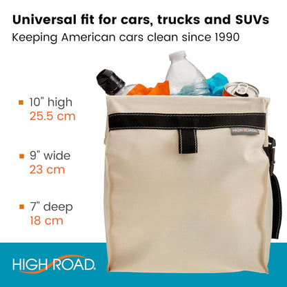 High Road TrashStash Hanging Car Garbage Bag with Push-Close Lid and Waterproof Bin for Car, SUV and Truck Seat Backs - Holds 3 Gallons of Car Trash (Black)