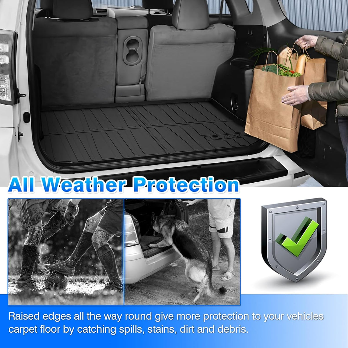 Rav4 Cargo Liner - Trunk Mat for Toyota RAV4 2019-2024 2025, All Weather Cargo Mat for rav4 Accessories, Heavy Duty (Fit for All Models)