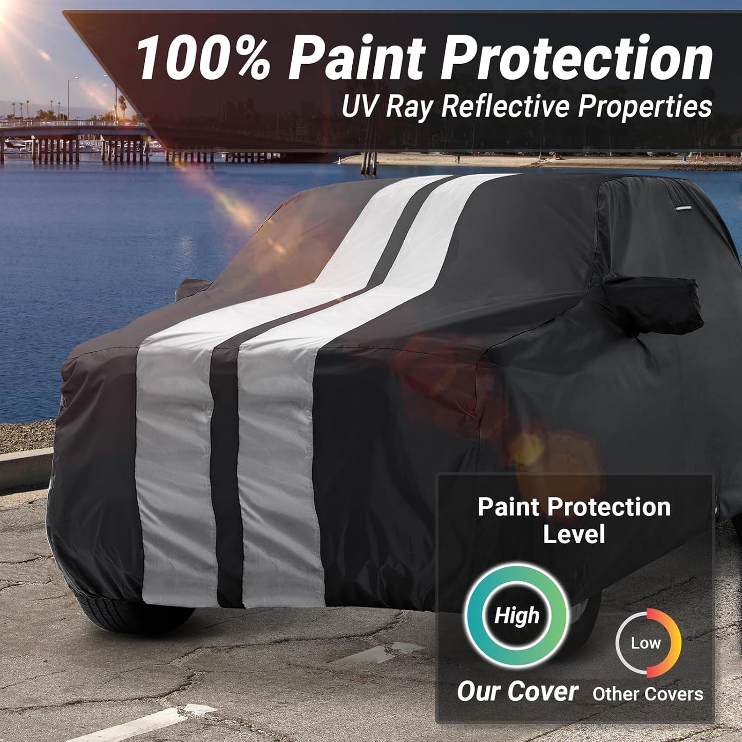iCarCover 15-Layer Car Cover Waterproof All Weather | Premium Quality Car Covers for Automobiles, UV Protection, El Camino, Impala, Bel Air, Monte Carlo, Galaxie, Charger, Size C21 (See Size Chart) - Colors A
