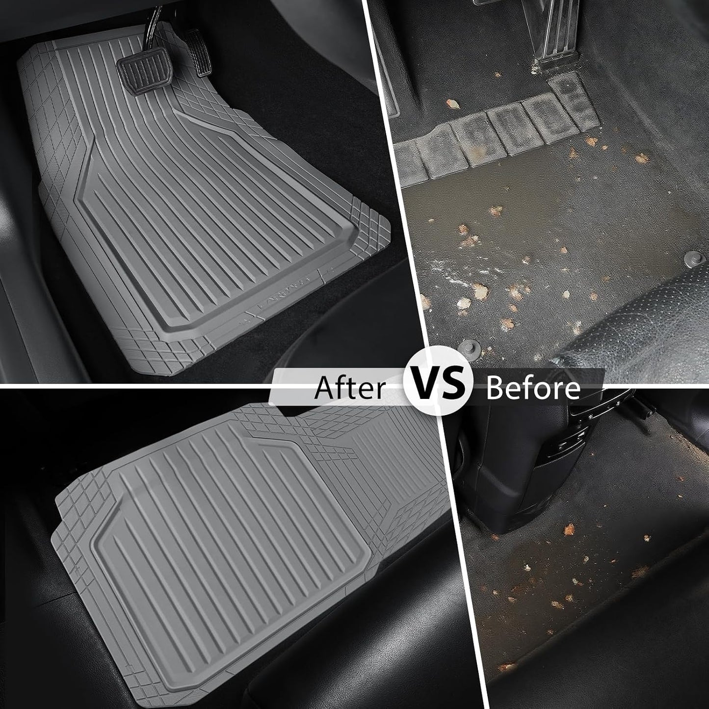 CAR PASS Heavy Duty Rubber Floor Mats for Car, Waterproof Liner Deep Dish Car Mats Full Sets, Universal Trim to Fit for SUV Truck Sedans Vans, All Weather Automotive Floor Mats 3pcs, Solid Black
