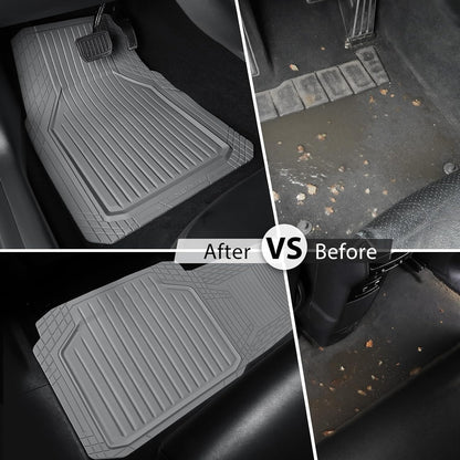 CAR PASS Heavy Duty Rubber Floor Mats for Car, Waterproof Liner Deep Dish Car Mats Full Sets, Universal Trim to Fit for SUV Truck Sedans Vans, All Weather Automotive Floor Mats 3pcs, Solid Black