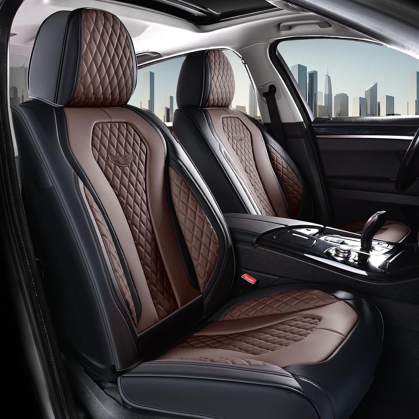 Coverado Seat Covers, Car Seat Covers Full Set, Black Car Seat Cover, Car Seat Covers Front Seats Back Seat Cover, Waterproof Car Seat Cushion, Leather Seat Covers Seat Protector Fit for Most Cars