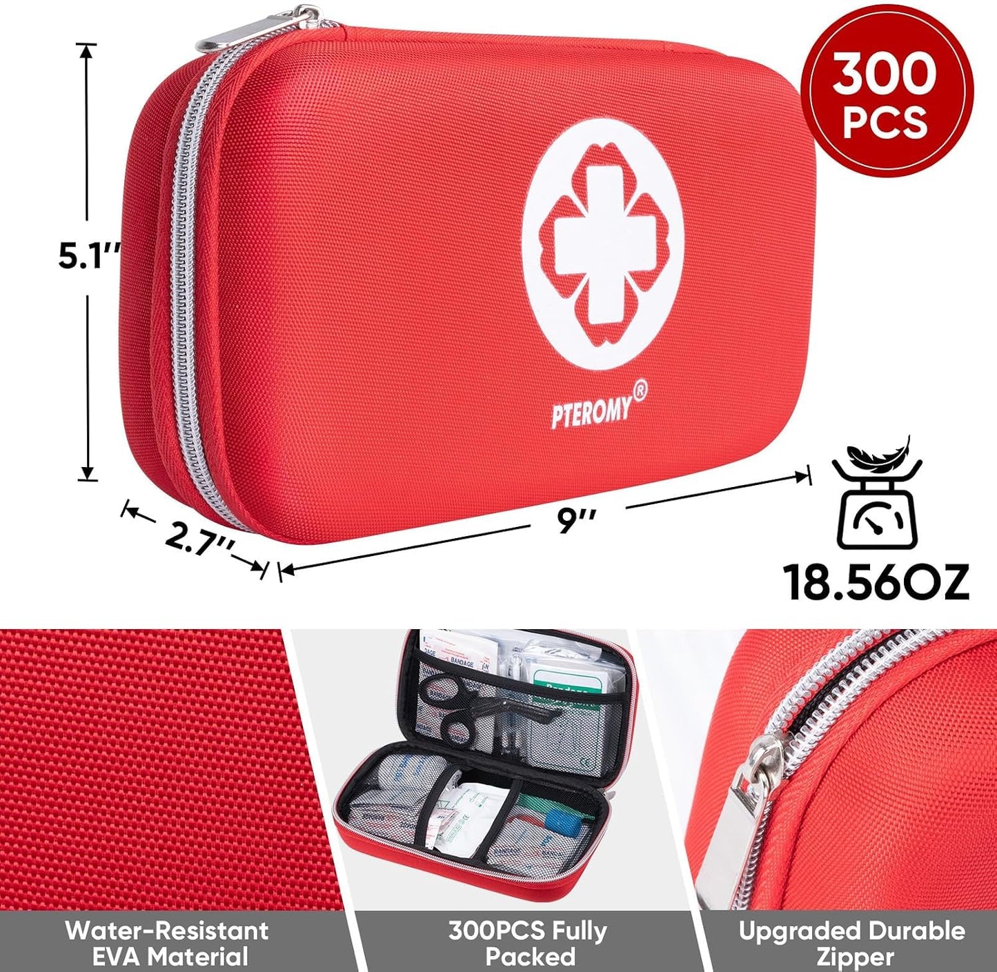PTEROMY 150 Piece Mini First Aid Kit, Portable Small Emergency Kits Compact 1st Aid Kit for Car, Travel, Home, Camping, Outdoor, Hiking
