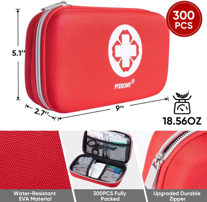 PTEROMY 150 Piece Mini First Aid Kit, Portable Small Emergency Kits Compact 1st Aid Kit for Car, Travel, Home, Camping, Outdoor, Hiking