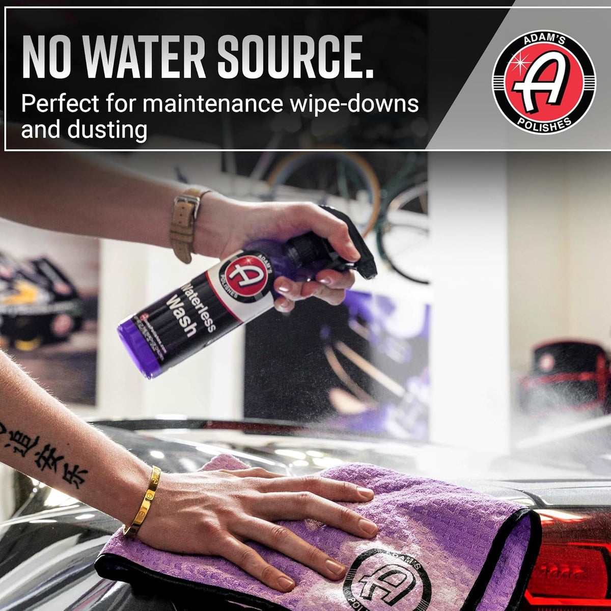 Adam's Polishes Waterless Wash (16oz) - Car Cleaning Car Wash Spray for Car Detailing | Safe Ultra Slick Lubricating Formula, Boat, Motorcycle, RV | No Garden Hose, Wash Soap or Foam Cannon Needed
