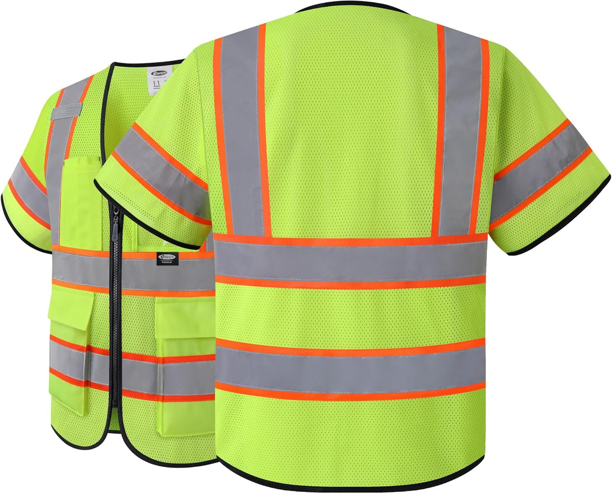 JKSafety Safety Vest for men women Hi Vis Reflective Vest with Pockets and Zipper High Visibility Meet ANSI Standard（BX320