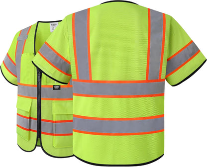JKSafety Safety Vest for men women Hi Vis Reflective Vest with Pockets and Zipper High Visibility Meet ANSI Standard（BX320