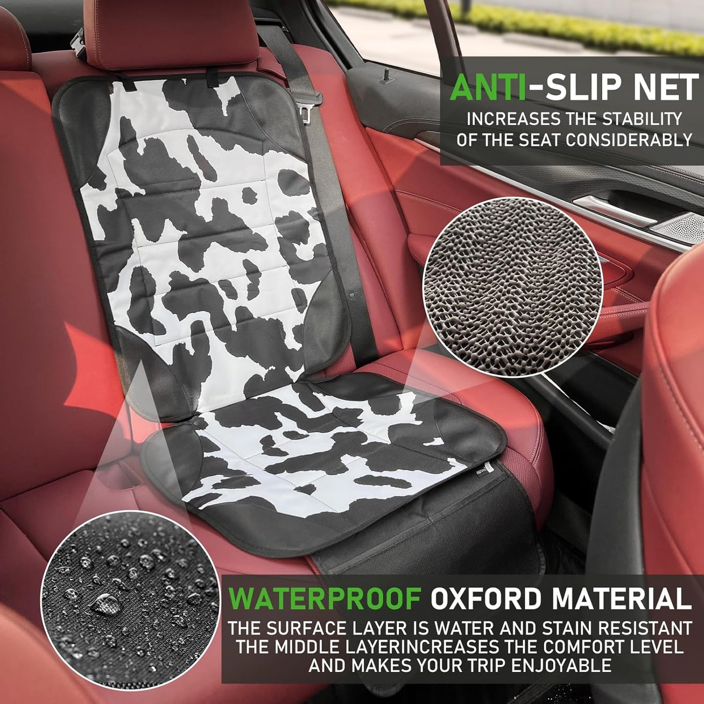 Siivton Car Seat Protector for Child Car Seat,Waterproof Car Seat Cover for Leather and Fabric Seats, 2 Mesh Pockets, Non-Slip Bottom,Thick Padding Cushion