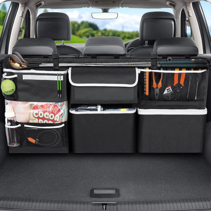 Oasser Back Seat Trunk Organizer Hanging Car Organizer Foldable Cargo Storage with 6 Large Pockets 3 Adjustable Straps 40x19inch