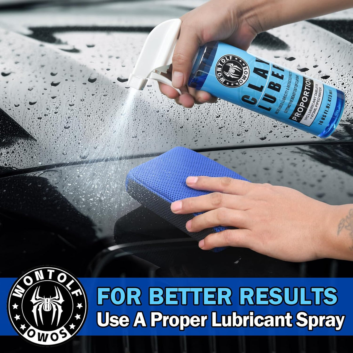 2 Pack 2 in 1 Clay Scrubber Car Clay Bar Auto Detailing Kit, Car Clay Wash Sponge, Premium Grade Magic Clay Mitt Towel, Easily Cleans Paint Contaminants, Debris, and Road Grime Light Overspray