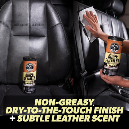 Chemical Guys Leather Quick Detailer Wipes in Canister (30 ct) (2 Pack) – Easy-Clean Conditioning Wipes for Leather Seats, Interiors & Accessories