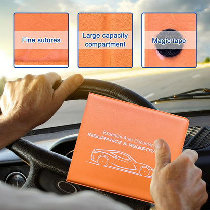 Ziciner Car Registration Insurance Holder, 2Pack Essential Auto Card Document Glove Box Organizer with Touch Fastener, Vehicle Interior Accessories Perfect for Most Car, Truck, SUV (Red/Small Car)