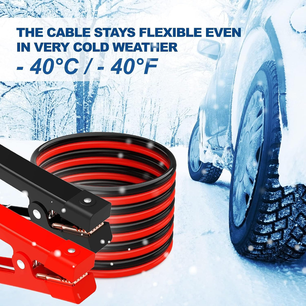 Jumper Cables for Car,8 Gauge 12 Feet Heavy Duty Booster Cable,Quick Connect Automotive Wires with Alligator Clamps,Carrying Bag for Cars Trucks