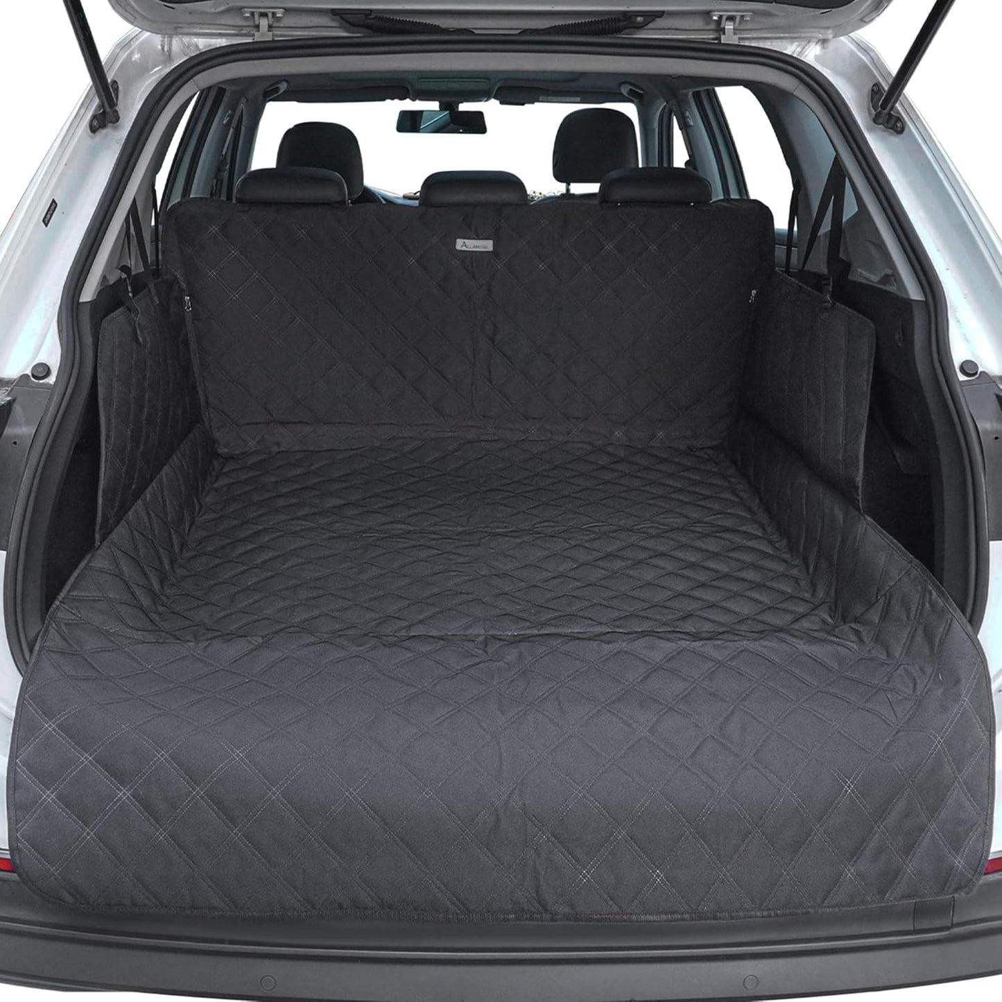 ALLANSING SUV Cargo Liner for Dogs - Heavy-Duty 900D Oxford Waterproof Pet Cargo Protector with 3-Sided Zippered All-Round Protection & TPU Suction Cups, Fits Compact SUVs