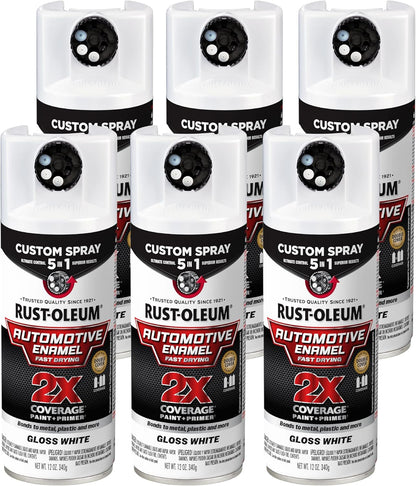 Rust-Oleum 2X Automotive Enamel Custom Spray 5-in-1 Spray Paint, 12 oz, Gloss Clear