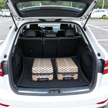 Cargo Net for SUV with Hooks, Adjustable Highly Elastic Storage Organizer Net for Car, Pickup Trucks,Mesh Organizer 2.6'x2' Stretches to 5'x4',Road Trip Essentials Black