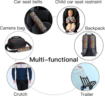 Car Seat Belt Pad Cover, 2-Pack Soft Car Safety Seat Belt Strap Shoulder Pad for Adults and Children, Suitable for Car Seat Belt, Backpack, Shoulder Bag (Pretty Mandala)