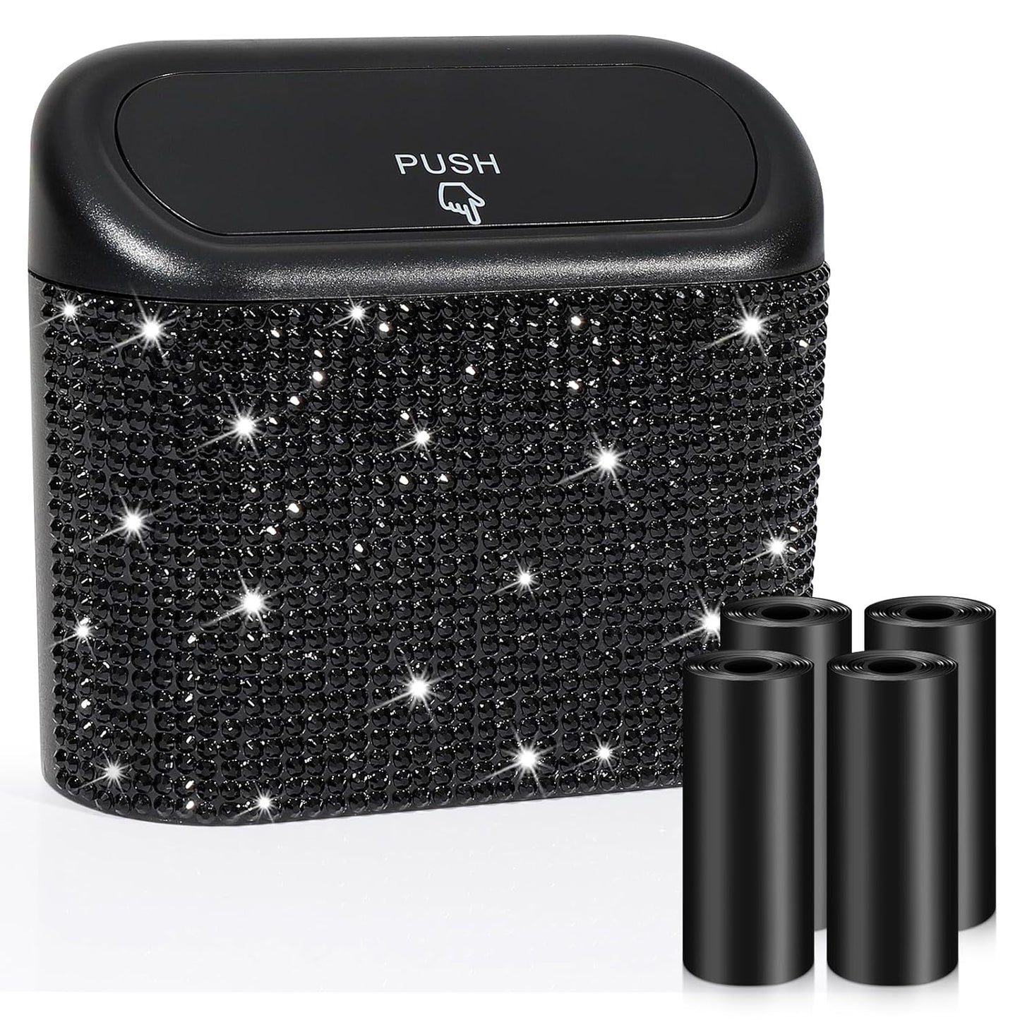 Accmor Car Trash Can with Lid, Leakproof Vehicle Garbage Organizer Holder Bin with 60 Pcs Trash Bags, Mini Auto Dustbin Interior Accessories Storage Container for SUV, Office, Home