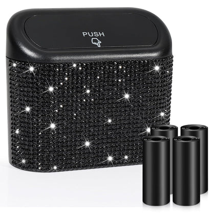 Accmor Car Trash Can with Lid, Leakproof Vehicle Garbage Organizer Holder Bin with 60 Pcs Trash Bags, Mini Auto Dustbin Interior Accessories Storage Container for SUV, Office, Home