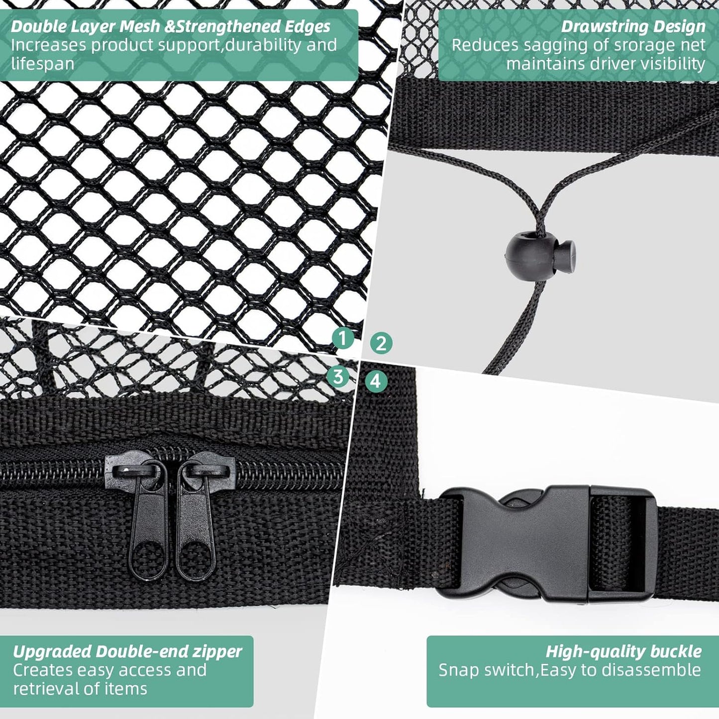 Car Ceiling Cargo Net, 31"x21" Adjustable Double-Layer Mesh SUV Roof Organizer, Van Life Accessories for Long Trip, Car Camping Essentials, Road Trip Must-Haves for Overhead Storage