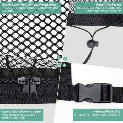 Car Ceiling Cargo Net, 31"x21" Adjustable Double-Layer Mesh SUV Roof Organizer, Van Life Accessories for Long Trip, Car Camping Essentials, Road Trip Must-Haves for Overhead Storage