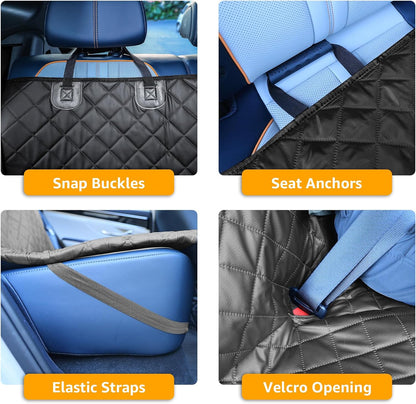 PETICON Waterproof Scratchproof Pet Bench Seat Covers for Cars, SUVs, Nonslip Durable Back Seat Cover for Dogs, 600D Oxford Fabric, Machine Washable