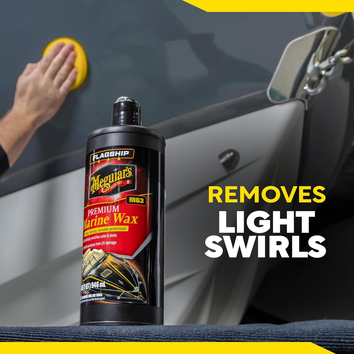 Meguiar's M6332 Flagship Premium Marine Wax, Easy to Use Boat Polish and Wax, Remove Scratches, Swirls, and Oxidation While Leaving Lasting Protection, 32 Oz Bottle