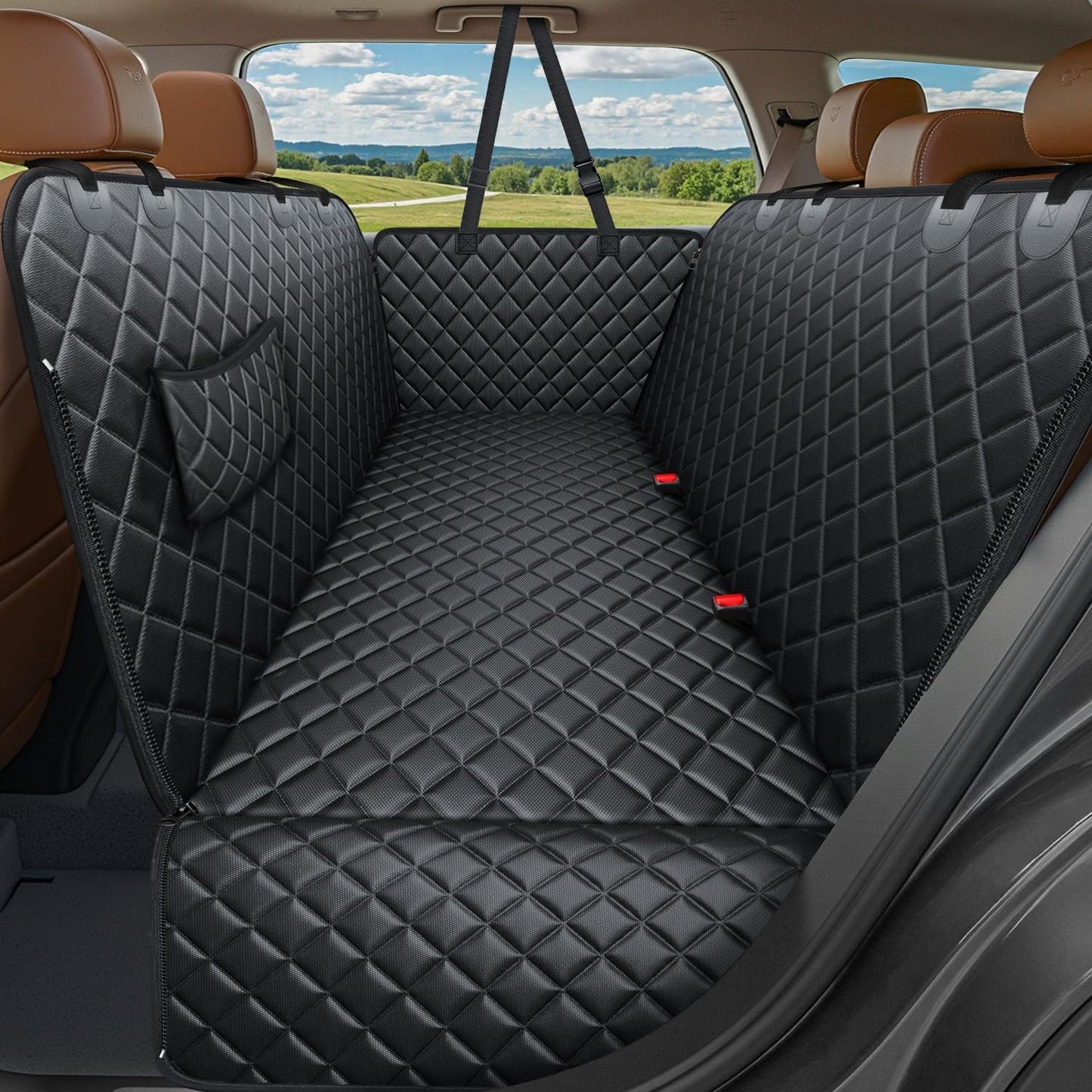 URPOWER Dog Car Seat Cover for Pets 100% Waterproof Seat Cover Hammock 600D Heavy Duty Scratch Proof Nonslip Durable Soft Back Seat Covers for Cars and SUVs