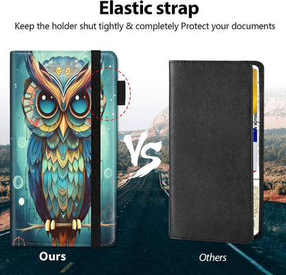 Car Registration and Insurance Holder, Leather Car Glove Box Organizer, Cool Car Accessories for ID, Driver's License Cards & Essential Document, business cards, Men&Women, Retro Audio Cassette