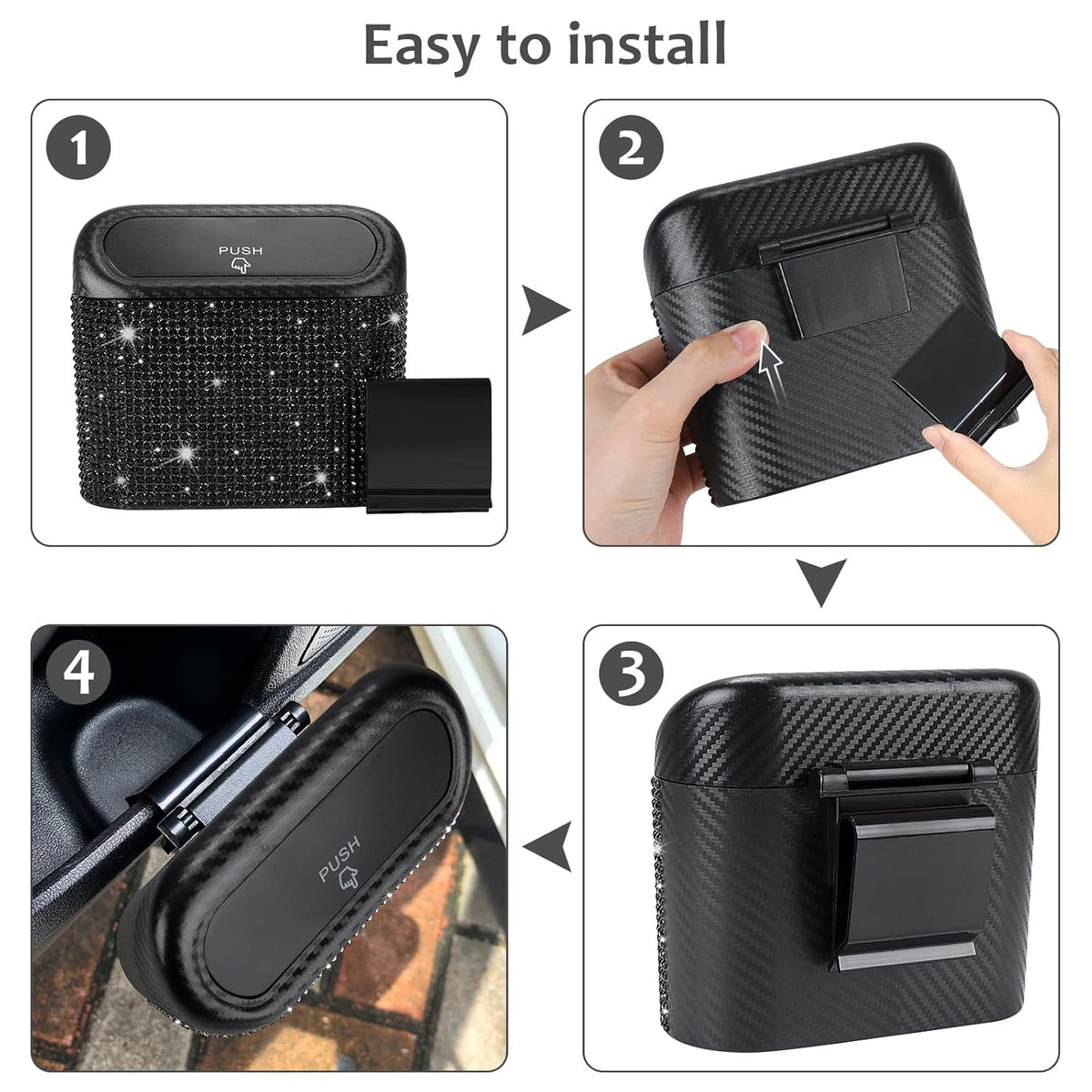 Accmor Car Trash Can with Lid, Leakproof Vehicle Garbage Organizer Holder Bin with 60 Pcs Trash Bags, Mini Auto Dustbin Interior Accessories Storage Container for SUV, Office, Home