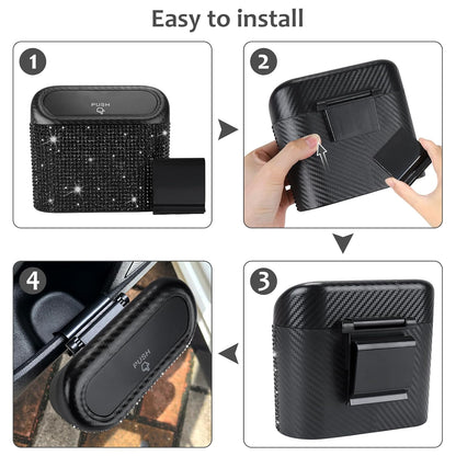 Accmor Car Trash Can with Lid, Leakproof Vehicle Garbage Organizer Holder Bin with 60 Pcs Trash Bags, Mini Auto Dustbin Interior Accessories Storage Container for SUV, Office, Home