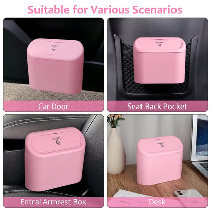 Accmor Car Trash Can with Lid, Leakproof Vehicle Garbage Organizer Holder Bin with 60 Pcs Trash Bags, Mini Auto Dustbin Interior Accessories Storage Container for SUV, Office, Home