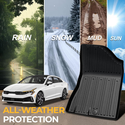 Floor Mats for Kia K5 2021-2026/Hyundai Sonata Gas 2020-2026, All Weather Floor Mats Trunk Cargo Liner Accessories, Full Coverage Set (Fit FWD Models)